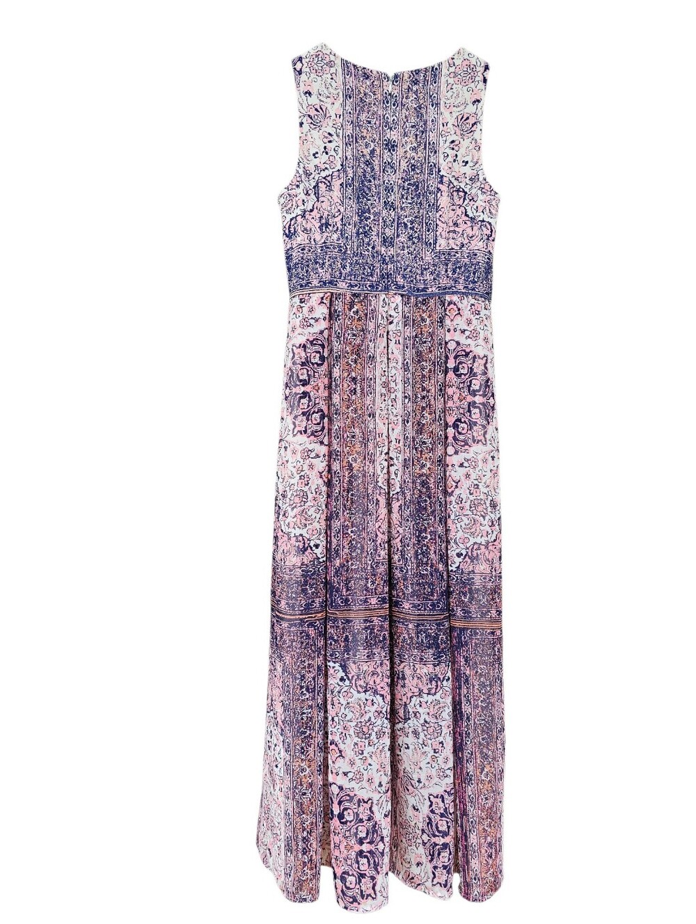 Tahari Pink & Navy Printed Sleeveless Maxi Dress Size 4 - Picture 10 of 16